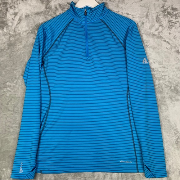 Eddie Bauer Tops - Eddie Bauer First Ascent FreeHeat Pro Blue Striped 1/4 Zip Baselayer Womens L‎